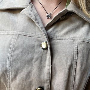 R.Q.T faux suede blazer, tan, gold detailed buttons, L but looks good oversized